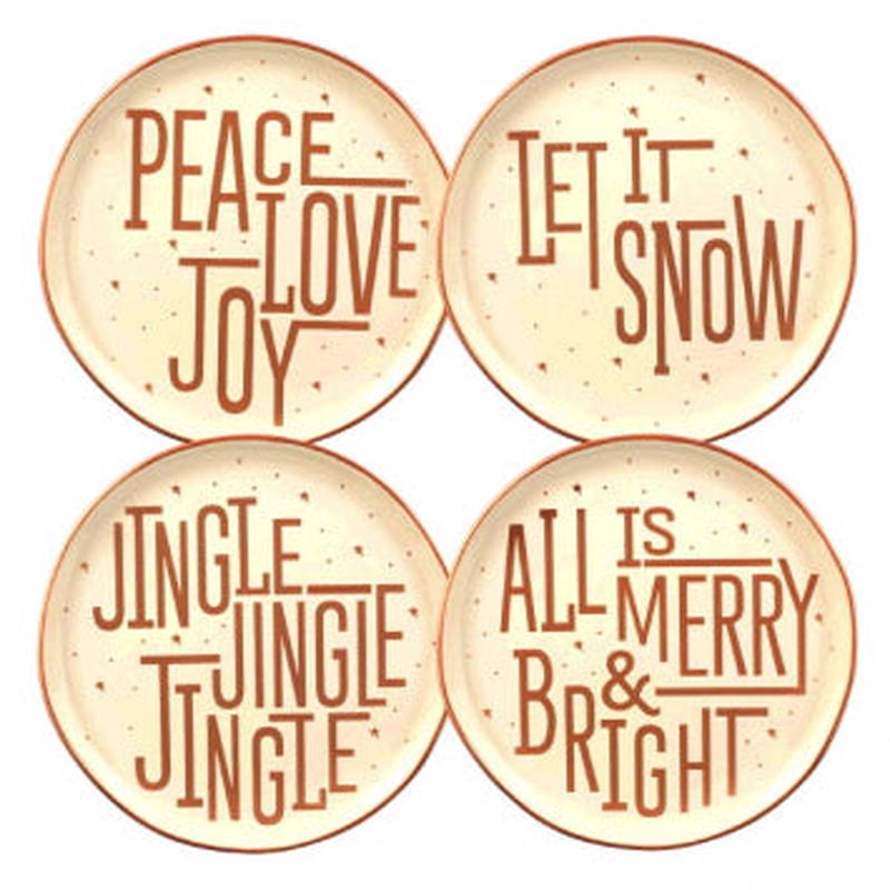Gold And White Holliday Accent Plates