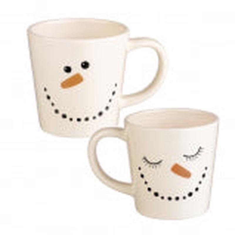 Holiday Set Of 2 Couples Snowman Mugs