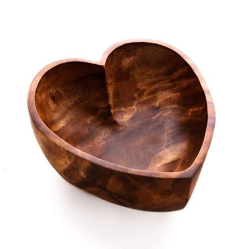 Acacia Wood Heart Shaped Bowls - Fair Trade, Sustainably Harvested (6\")