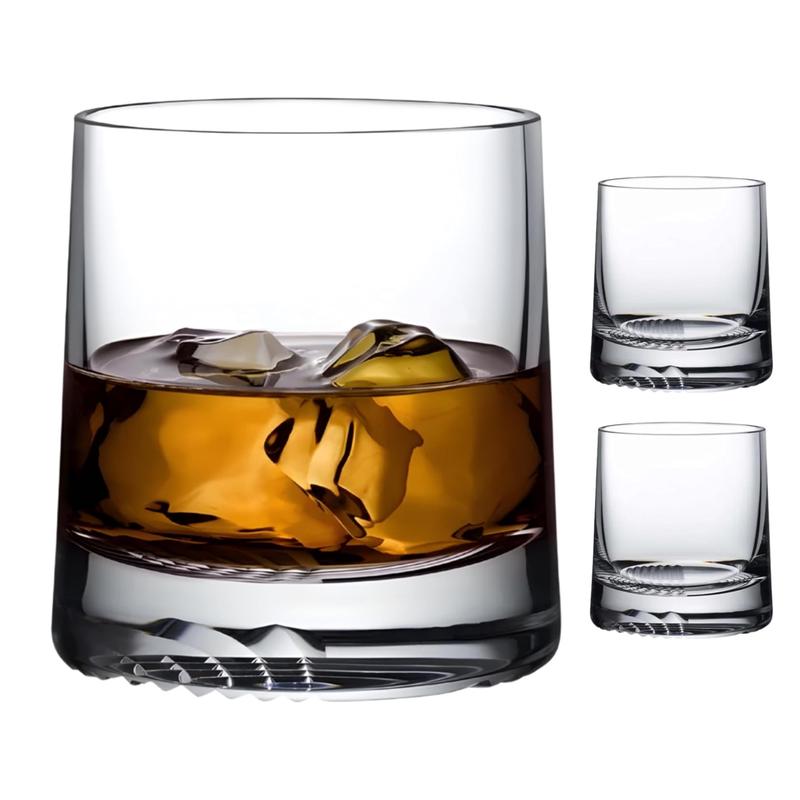 NUDE Whiskey Glasses Set of 2 SOF  8.75 oz Lead-Free Crystal Old Fashioned Rocks Glasses for Whisky, Scotch & Bourbon  Alba by Joe Doucet, Hand-Engraved Tartan, Heavy Base, Hand Wash Recommended