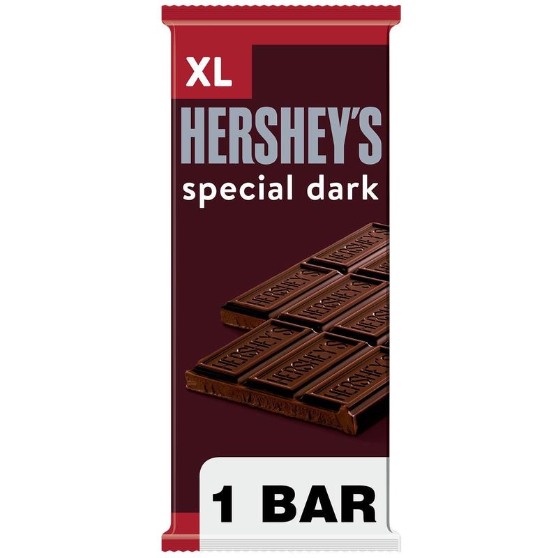 Hershey\’s Special Dark Mildly Sweet Chocolate XL Candy, Bar 4.25 oz, 16 Pieces