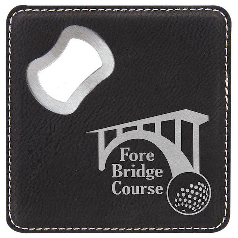 Customizable Square Leatherette Bottle Opener Coaster
